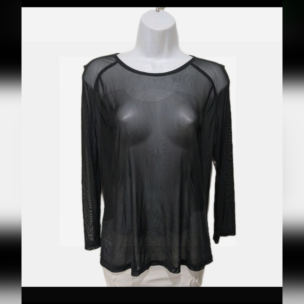 May & Maya Sheer Mesh Long Sleeve Top Blouse XXL 2XL Whimsigoth Grunge Gothic